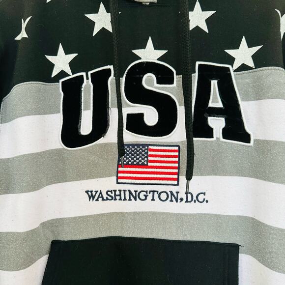 Stars and Stripes USA American Flag Washington DC Hoodie Sweatshirt Sz Medium - Picture 2 of 7